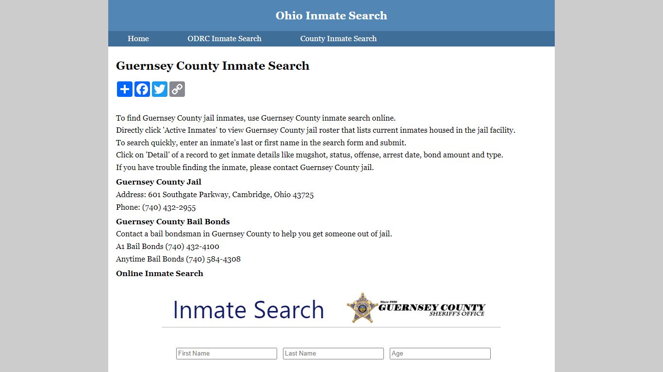 Guernsey County Inmate Search