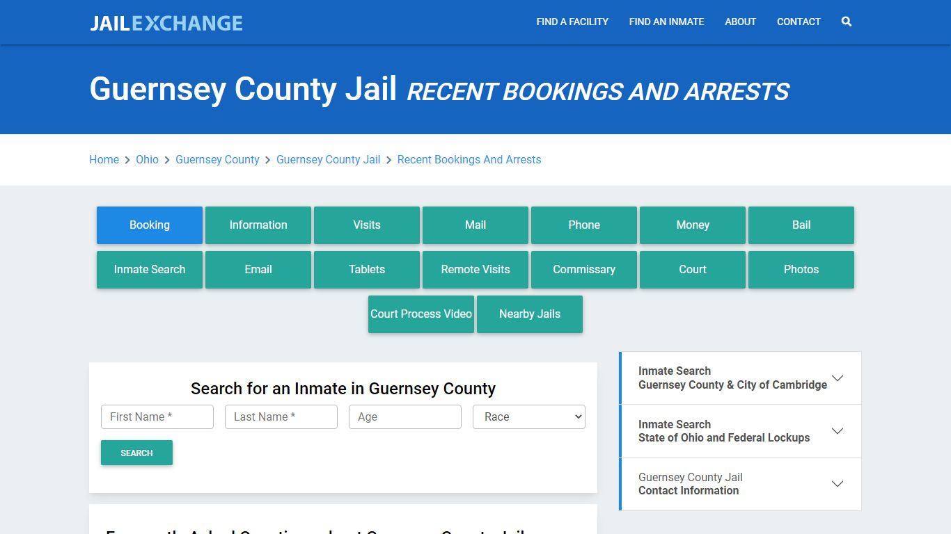 Guernsey County Jail Recent Bookings And Arrests - Jail Exchange