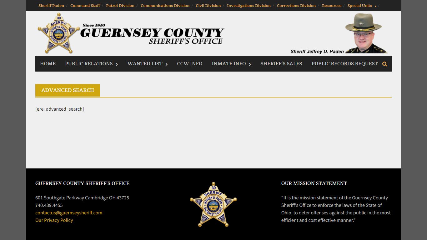 Advanced Search – Guernsey County Sheriff’s Office